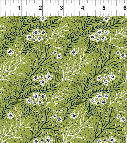 In The Beginning Fabrics Whimsy Sprigs Green Fabric