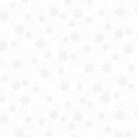 QT Fabrics Quilting Illusions Stencil Floral White On White Fabric