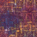 Island Batik Salsa Circle Squares Purple Grape Batik Fabric