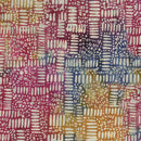 Island Batik Salsa Circle Squares Red Blue Dusty Batik Fabric
