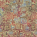 Island Batik Salsa Circle Maze Yellow Oatmeal Batik Fabric
