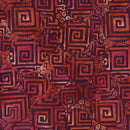 Island Batik Salsa Circle Maze Red Burgundy Batik Fabric