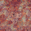Island Batik Salsa Circle Maze Red Blue Dusty Batik Fabric