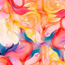 3 Wishes Hummingbird Bouquet Watercolor Swirls Fabric