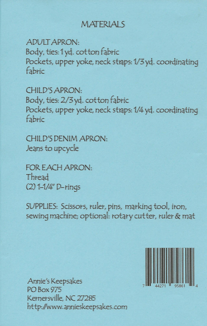 Adult And Child Arts And Crafts Apron Pattern