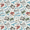 Camelot Fabrics Harry Potter Wizarding Stamps Blue Fabric