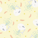 QT Little Squirt Tossed Whales Pale Yellow Flannel Fabric