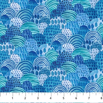 Northcott Out to Sea Waves Blue Multi Fabric