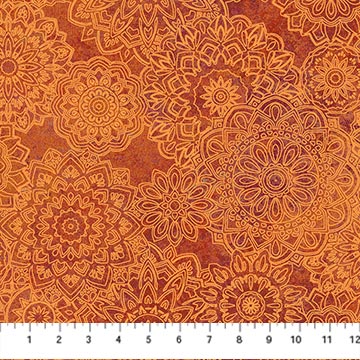 Northcott Stonehenge Marrakech Tonal Mandala Orange Fabric