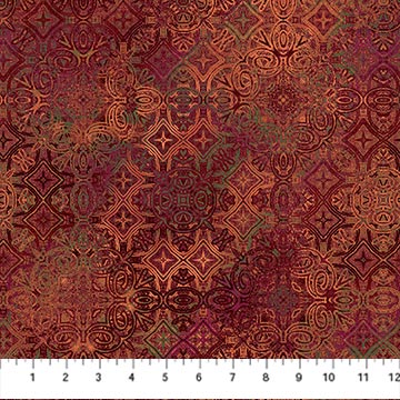Northcott Stonehenge Marrakech Foulards Red Fabric