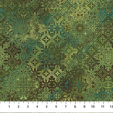 Northcott Stonehenge Marrakech Foulards Green Fabric