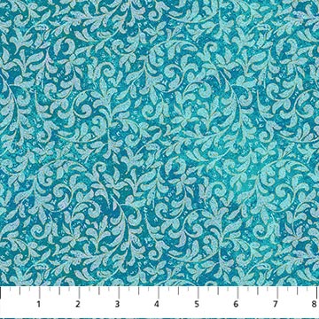Northcott Stonehenge Marrakech Scroll Turquoise Fabric