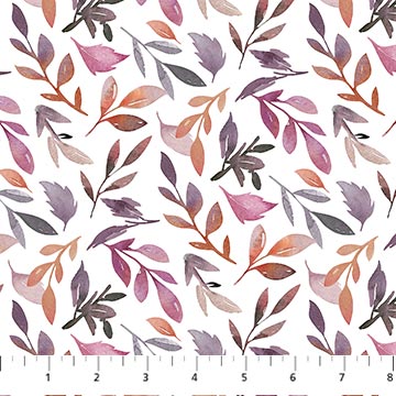 Northcott Vivian White Leaves Fabric