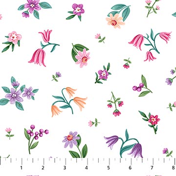 Northcott Unicorn Dreams Flower Toss White Fabric