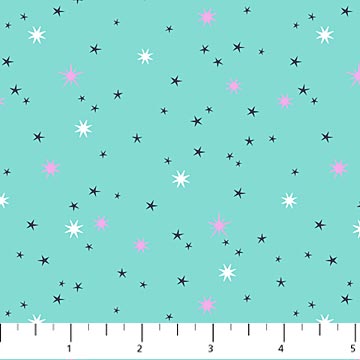 Northcott Unicorn Dreams Stars Turquoise Fabric