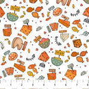 Northcott Whiskers And Wine White Char-Caterie Fabric