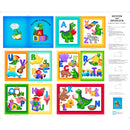 QT Fabrics Dexter The Dino Learns About Letters Book Panel