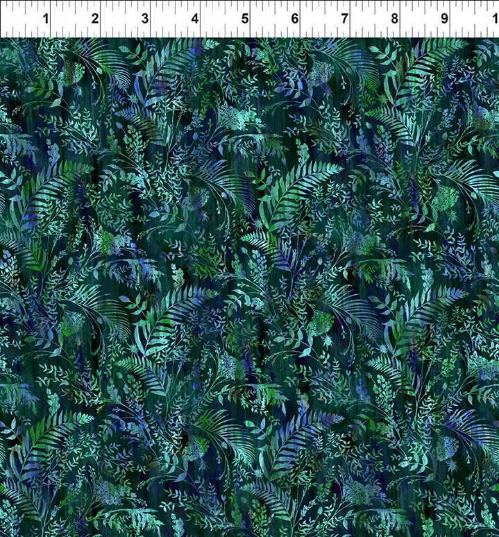 In The Beginning Fabrics Halcyon II Ferns Blue Fabric