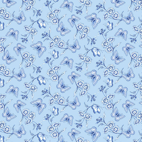 Blank Quilting Annablue Butterflies With Floral Light Blue Fabric