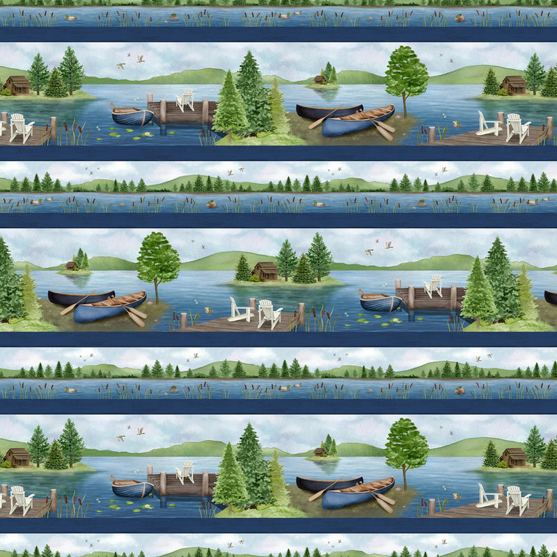 Wilmington Prints Lakefront Border Stripe Fabric