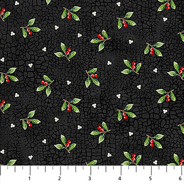 Northcott Winter Song Leaf Toss Black Multi Fabric