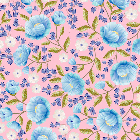 QT Fabrics Morgan Packed Floral on Pink Fabric ONLINE PURCHASE ONLY