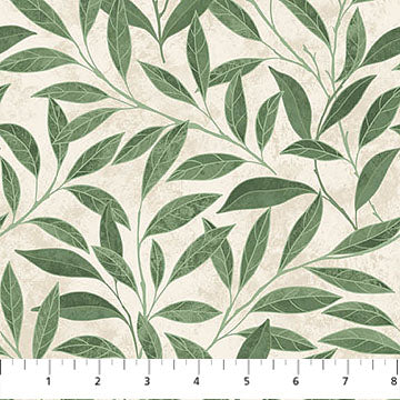 Northcott Pomegranate Leaves Cream Fabric