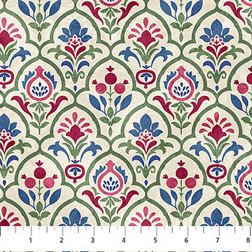 Northcott Pomegranate Scallop Cream Multi Fabric
