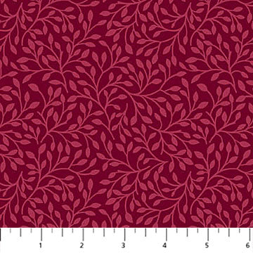Northcott Pomegranate Leaf Blender Dark Red Fabric