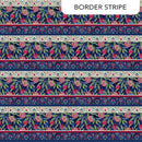 Northcott Pomegranate Border Stripe Fabric