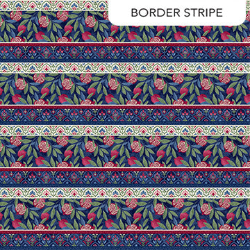 Northcott Pomegranate Border Stripe Fabric