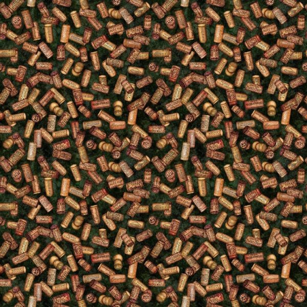 QT Fabrics A Little Wine Tossed Corks Forest Fabric ONLINE PURCHASE ONLY