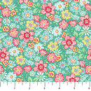 Northcott Quilting In Bloom Packed Floral Turquoise Multi Fabric