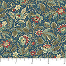 Northcott Manoir-Antiques Road Show Packed Floral Teal Fabric