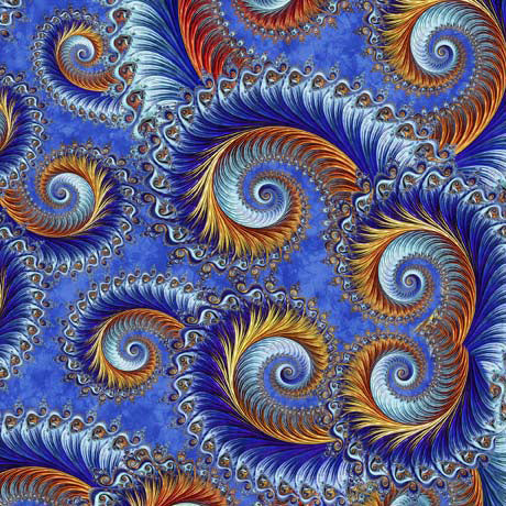 Quilting Treasures Twilight Swirl Scroll Blue Fabric