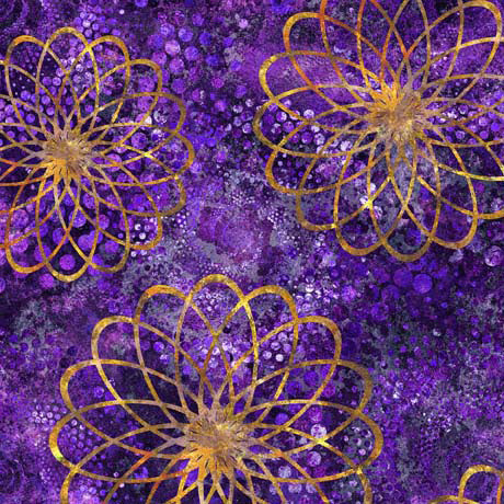 Quilting Treasures Twilight Spiral Floral Purple Fabric