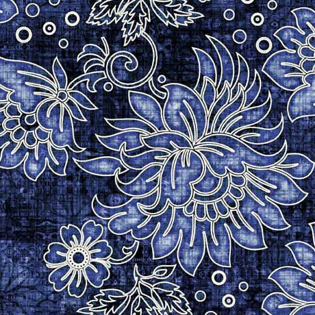 QT Fabrics Treasured Large Floral Navy Fabric