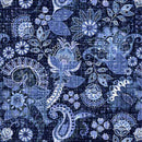 QT Fabrics Treasured Floral Paisley Navy Fabric