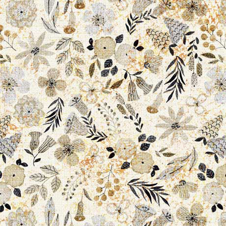 QT Fabrics Treasured Small Floral Ecru Fabric