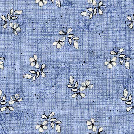 QT Fabrics Treasured Spaced Floral Blue Fabric