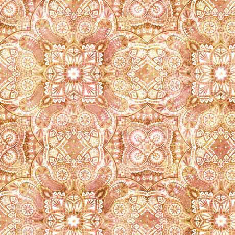 Quilting Treasures Cotton Tails Geo Medallion Peach Fabric