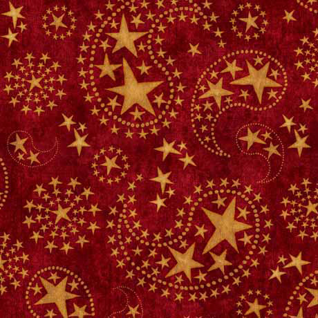 QT Fabrics American Spirit Star Paisley Toss Brick Fabric