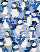 Wilmington Prints Let It Snow-Man! Packed Snowmen Light Blue Fabric