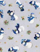 Wilmington Prints Let It Snow-Man! Snowmen Toss Gray Fabric