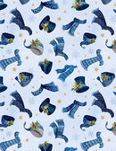 Wilmington Prints Let It Snow-Man! Hats And Scarves Light Blue Fabric