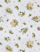 Wilmington Prints Let It Snow-Man! Birds And Pine Toss Gray Fabric