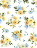 Wilmington Prints Gentle Meadow Bouquet Toss White Fabric