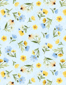 Wilmington Prints Gentle Meadow Medium Floral Toss Light Blue Fabric