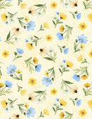 Wilmington Prints Gentle Meadow Medium Floral Toss Yellow Fabric