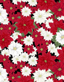 Wilmington Prints Cardinal Charm Packed Poinsettia Black Fabric